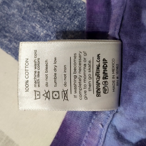 RipNDip Psychedelic Nermal Pocket Tee Adult M Blue Purple Lightning Tie Dye - Picture 8 of 9